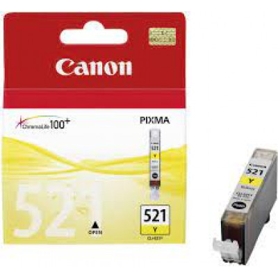 Canon CLI-521Y Yellow Original Ink Cartridge 2936B001 (9 Ml) for Canon iP-3600, iP-4600, iP-4700 , MP-540, MP-550, MP-560, MP-620, MP-630, MP-640, MP-980, MP-990 , MX-860, MX-870